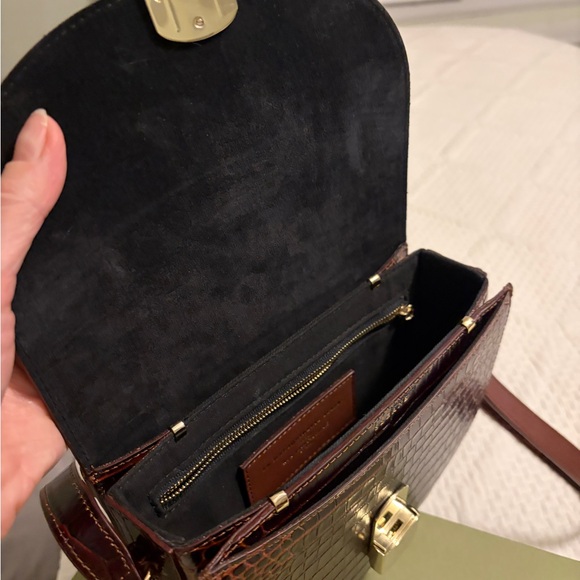 Sezane Claude Deep Red Croc-Embossed Crossbody Bag - Picture 8 of 11